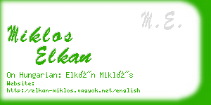 miklos elkan business card